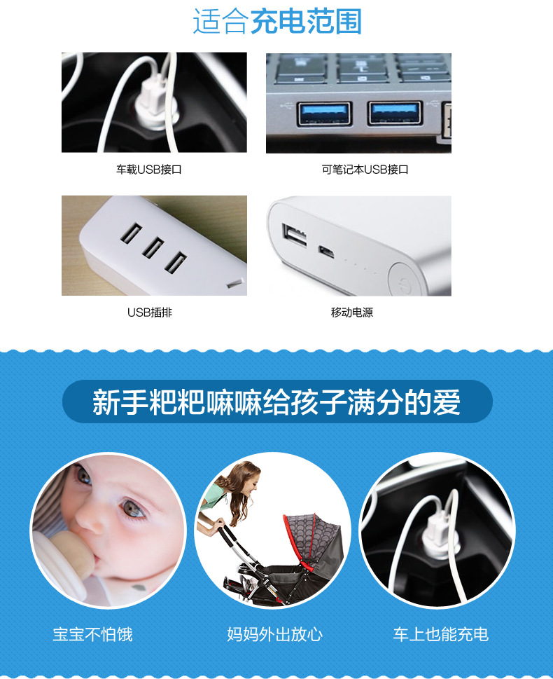 Baby Supplies Car Milk Warmer Bottle Cover Thermostatic Bag Portable USB Heating Smart Milk Warmer Insulation Cover
