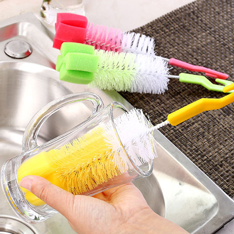  Baby Bottle Brush Kitchen Fine Wool Sponge Brush Glass Cup Cleaning Brush 360 Degree Rotating Brush clean brush