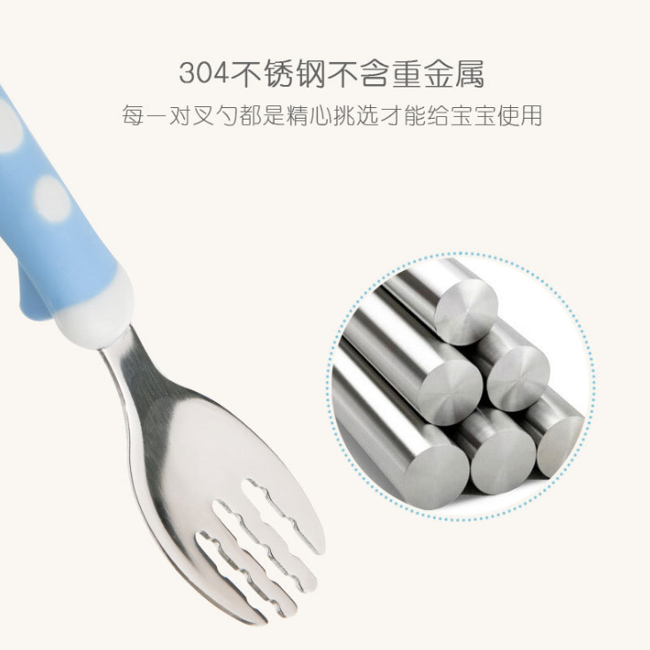 Manufacturers direct children of 304 stainless steel fork spoon cutlery baby eating training forks and spoons set