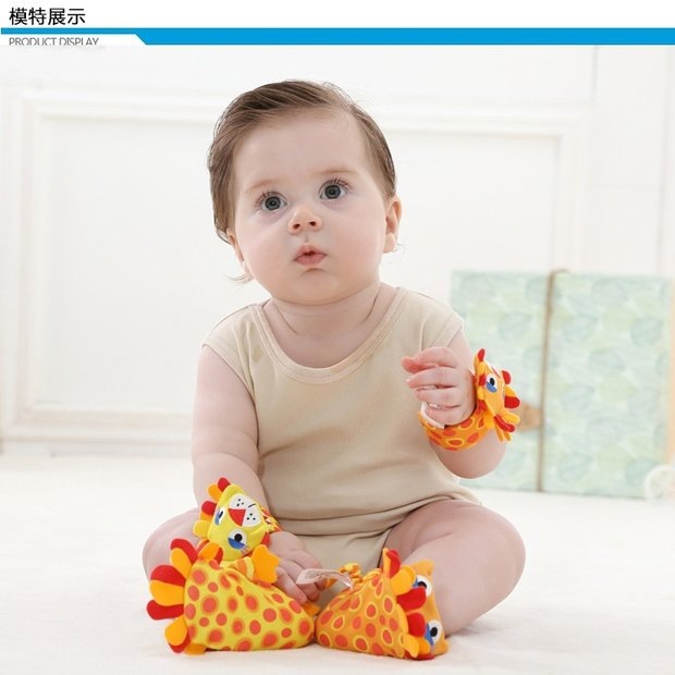 Newborn Infant Cartoon Animal Wrist Bell Bell Socks New Children's Wrist Strap Socks Set Newborn Infant Cartoon Animal Wrist Bell Bell Socks New Children's Wrist Strap Socks Set