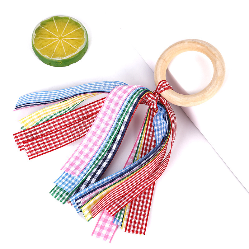 Infant Molar Rod Teether Toys Colorful Printed Ribbon Bow Children&#039;s Room Decoration Molar Toy