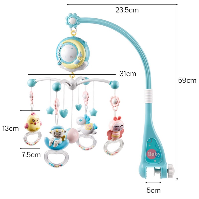Cross-Border Hot Selling Baby Bed Bell Rattle Toys 0-18 Months Music Bedside Bell Projection Infant Comfort Toy