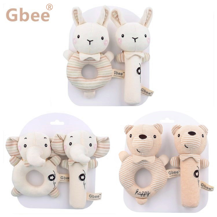 2021gbee Cotton round Handbell Stick Baby and Infant Comfort Toy Baby Rattle Handbell Toys Baby Toys