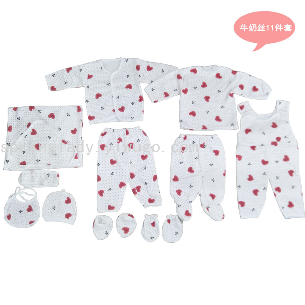Milk Silk Suit Newborn Baby Clothes Suit Baby and Infant 11-Piece Spring Lady