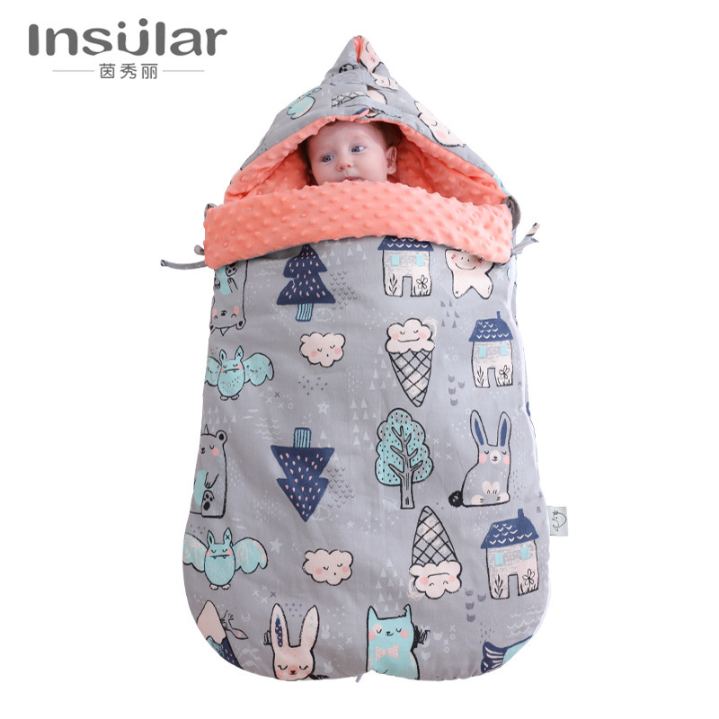 AntiStartle Autumn and Winter Thickening DualUse Newborn Swaddling Quilt Baby Bean Blanket Sleeping Bag CrossBorder
