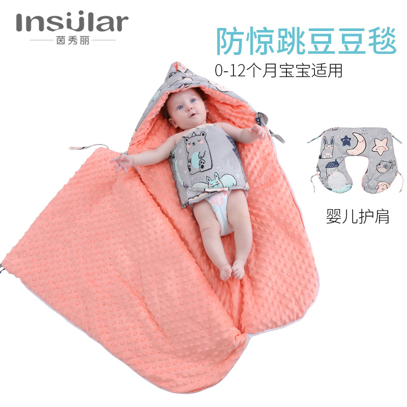 AntiStartle Autumn and Winter Thickening DualUse Newborn Swaddling Quilt Baby Bean Blanket Sleeping Bag CrossBorder