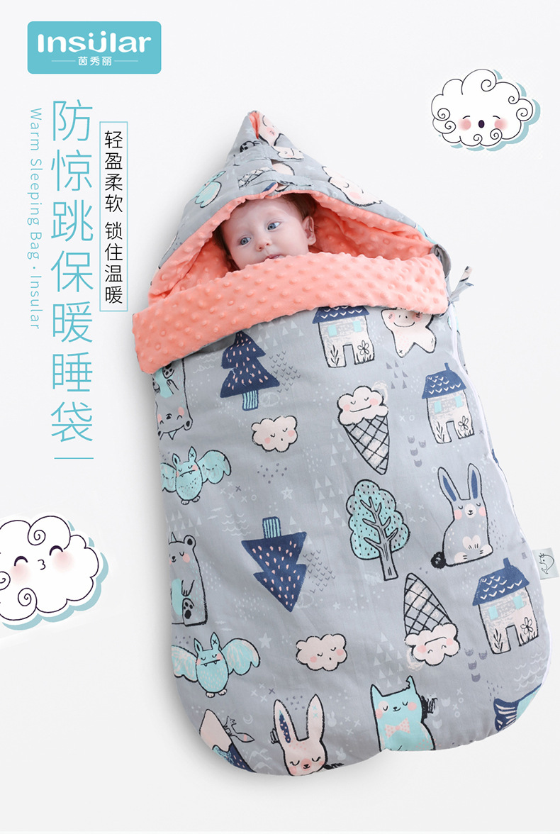 AntiStartle Autumn and Winter Thickening DualUse Newborn Swaddling Quilt Baby Bean Blanket Sleeping Bag CrossBorder