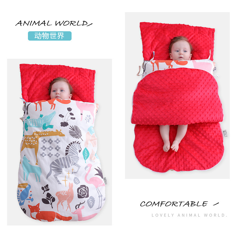 AntiStartle Autumn and Winter Thickening DualUse Newborn Swaddling Quilt Baby Bean Blanket Sleeping Bag CrossBorder