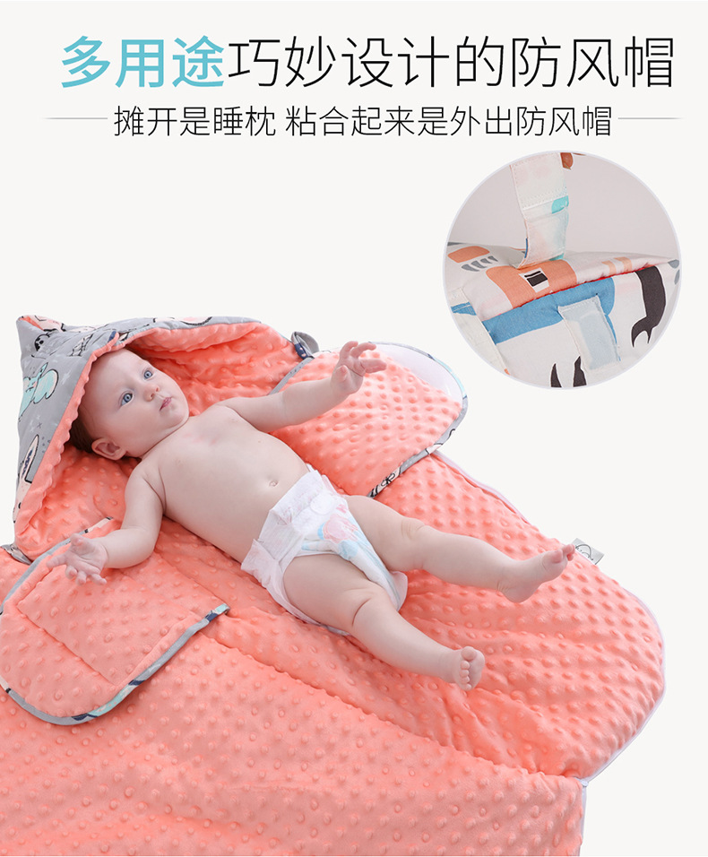 AntiStartle Autumn and Winter Thickening DualUse Newborn Swaddling Quilt Baby Bean Blanket Sleeping Bag CrossBorder