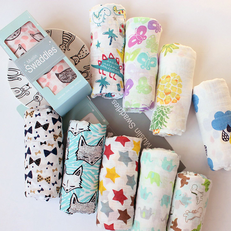 Newborn Bath Towel Muslim Gauze Cartoon Baby Baby&#039;s Blanket Cotton Muslin Gauze Quilt Baby Blanket Customized
