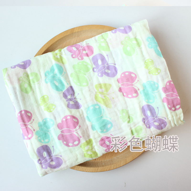 Newborn Bath Towel Muslim Gauze Cartoon Baby Baby&#039;s Blanket Cotton Muslin Gauze Quilt Baby Blanket Customized