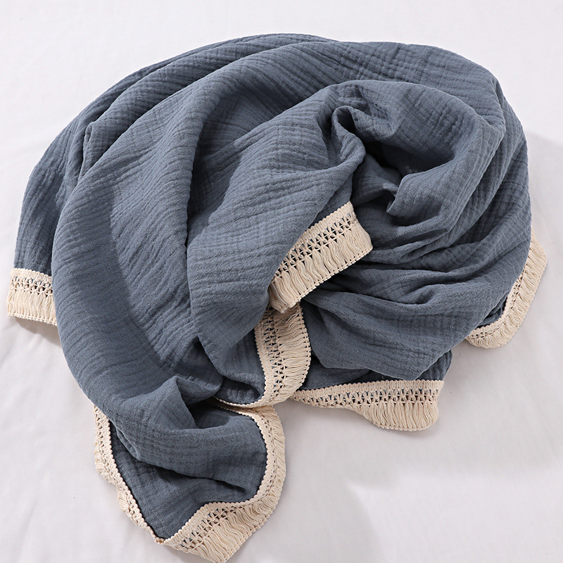 INS Tassel Children&#039;s Blanket Baby Gauze Swaddle Baby&#039;s Blanket Newborn Baby Supplies Quilt Wrapped Towel
