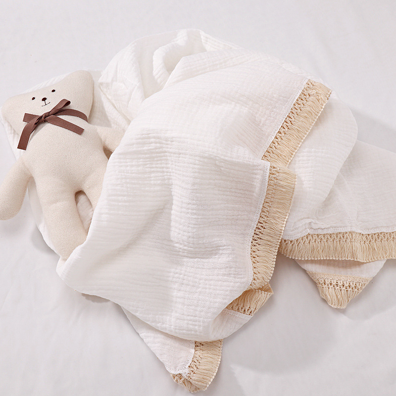 INS Tassel Children's Blanket Baby Gauze Swaddle Baby's Blanket Newborn Baby Supplies Quilt Wrapped Towel