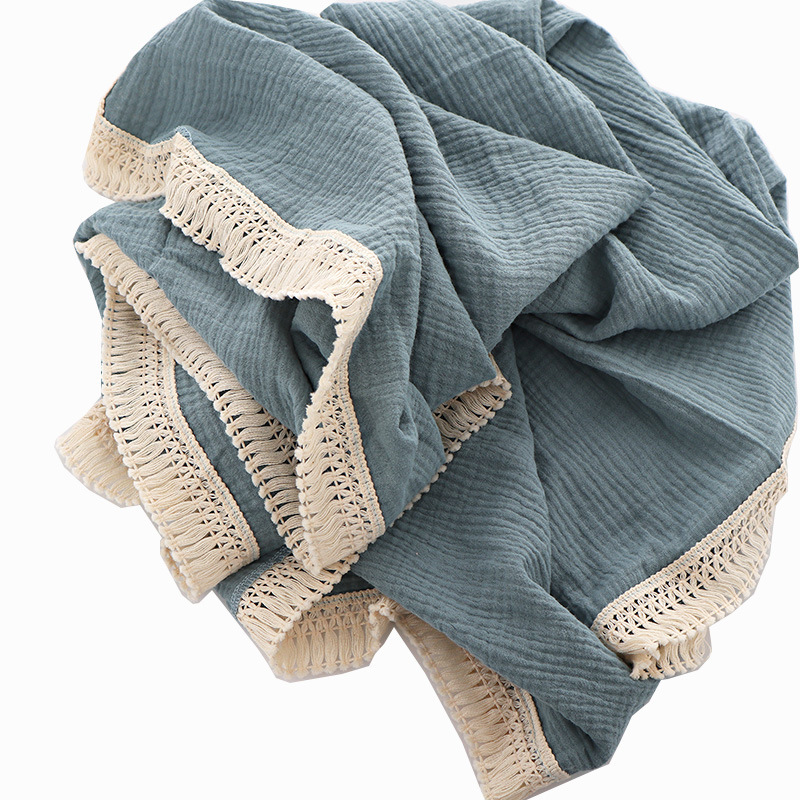 INS Tassel Children&#039;s Blanket Baby Gauze Swaddle Baby&#039;s Blanket Newborn Baby Supplies Quilt Wrapped Towel