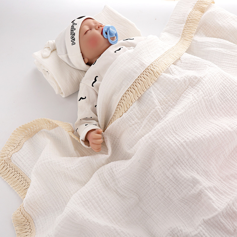 INS Tassel Children's Blanket Baby Gauze Swaddle Baby's Blanket Newborn Baby Supplies Quilt Wrapped Towel