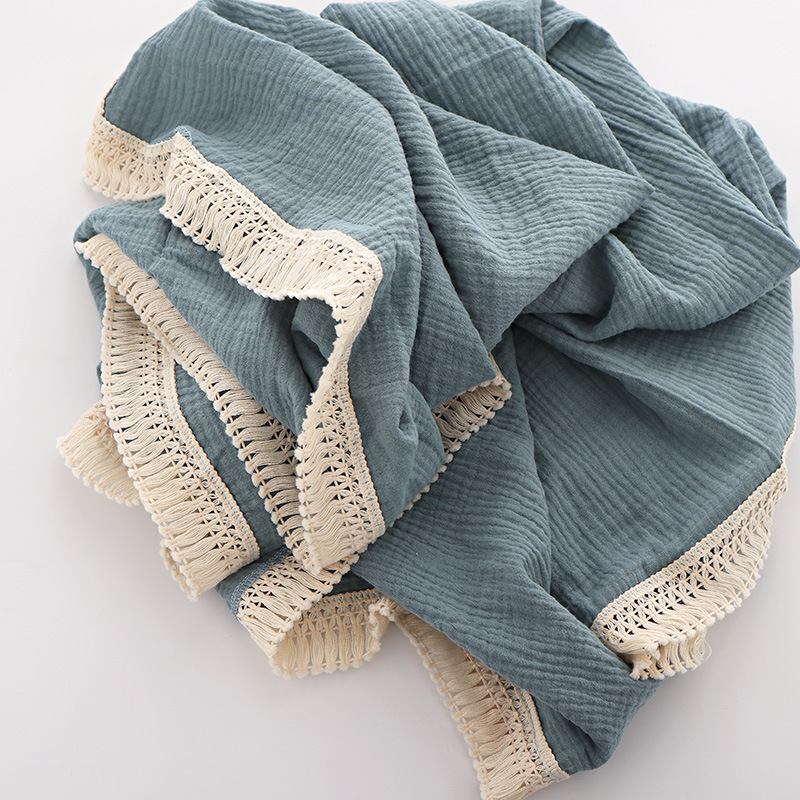INS Tassel Children's Blanket Baby Gauze Swaddle Baby's Blanket Newborn Baby Supplies Quilt Wrapped Towel