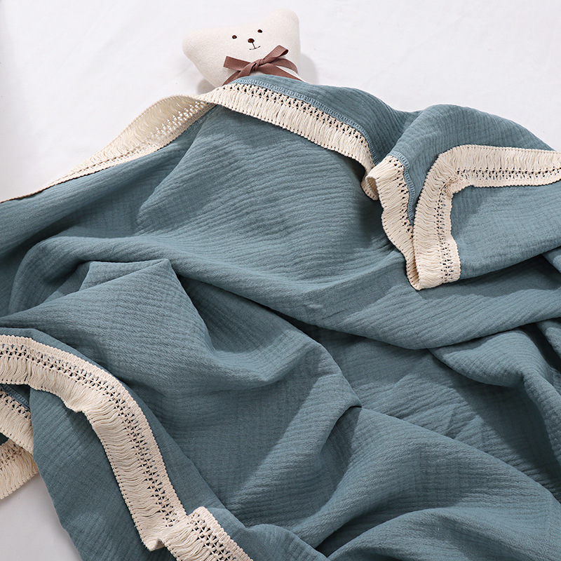 INS Tassel Children's Blanket Baby Gauze Swaddle Baby's Blanket Newborn Baby Supplies Quilt Wrapped Towel