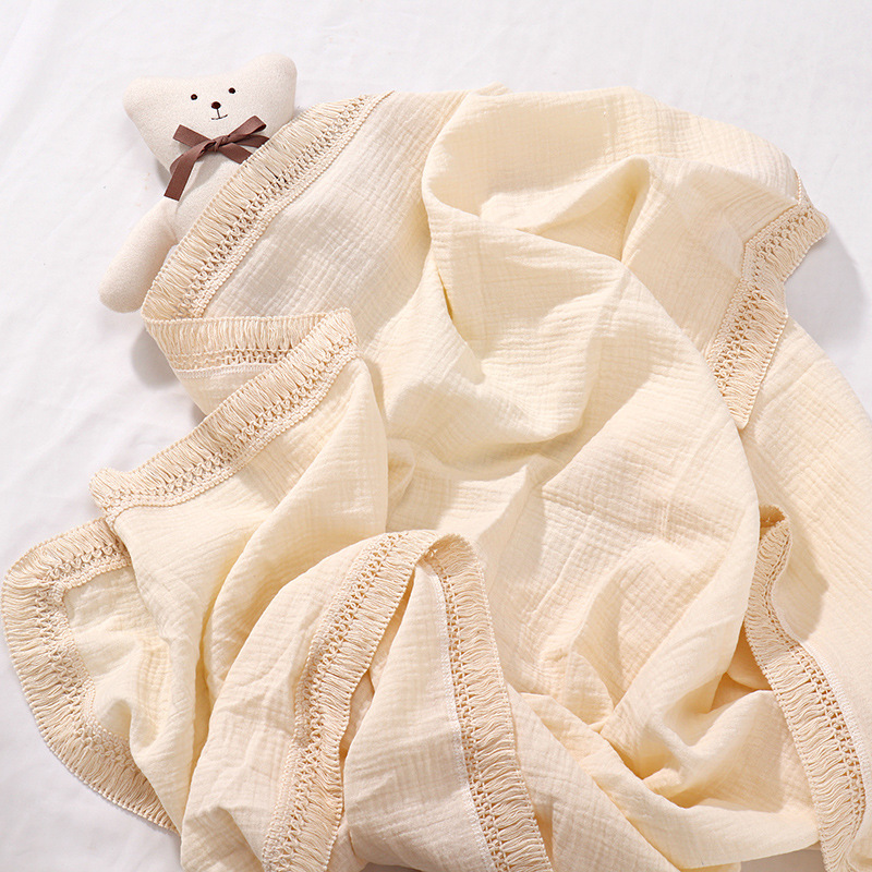 INS Tassel Children's Blanket Baby Gauze Swaddle Baby's Blanket Newborn Baby Supplies Quilt Wrapped Towel