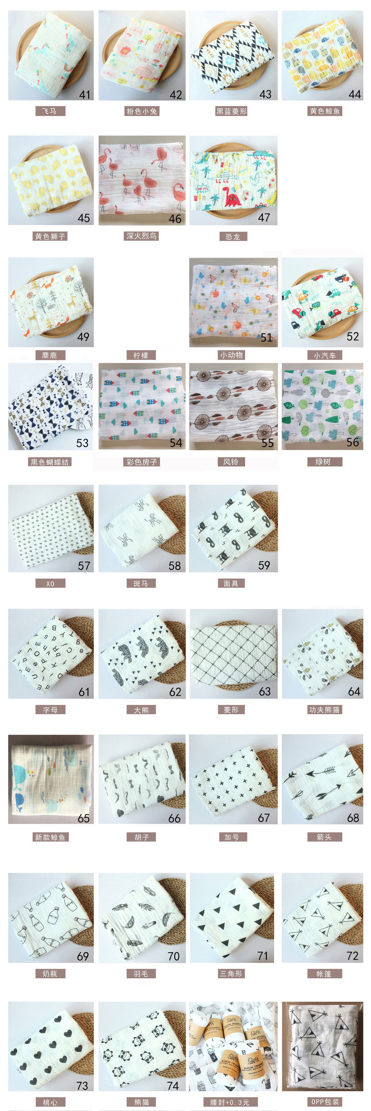 Newborn Bath Towel Muslim Gauze Cartoon Baby Baby's Blanket Cotton Muslin Gauze Quilt Baby Blanket Customized
