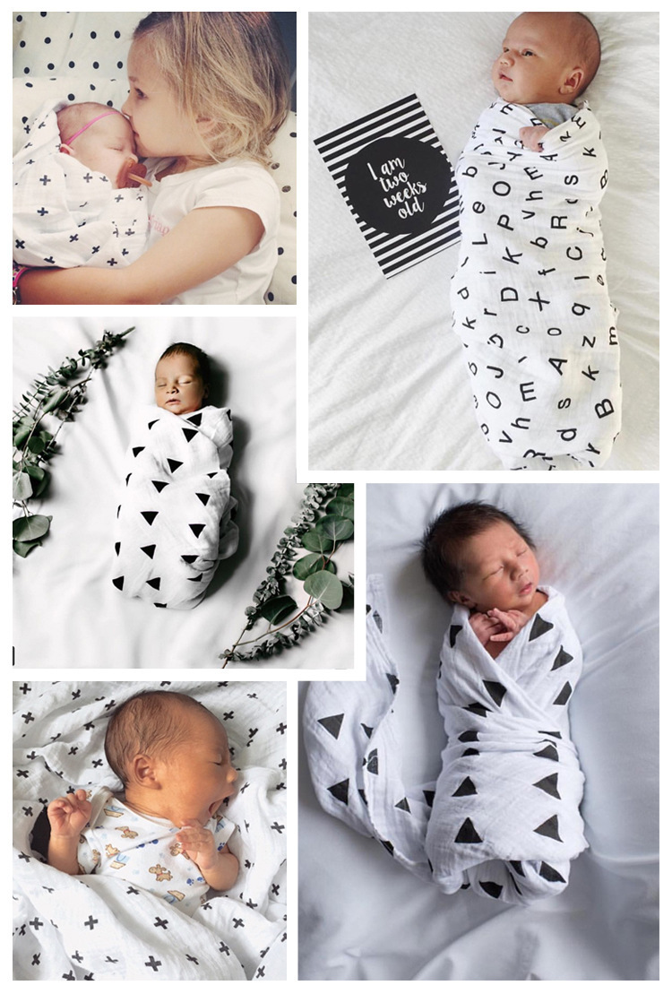 Newborn Bath Towel Muslim Gauze Cartoon Baby Baby's Blanket Cotton Muslin Gauze Quilt Baby Blanket Customized