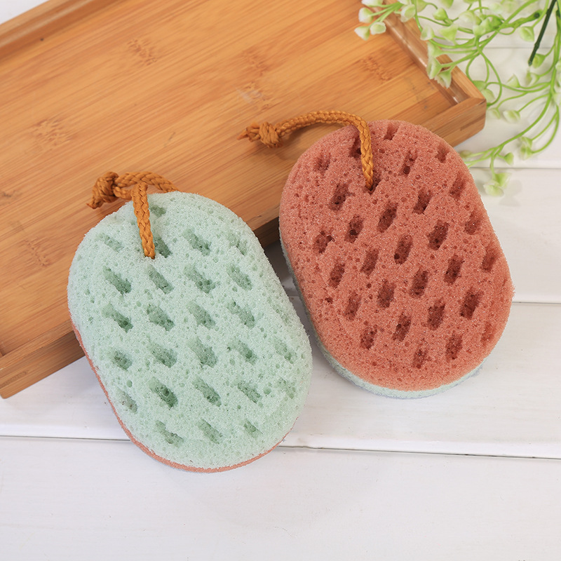 Three-Color Small Oval Seaweed Bath Sponge Bathroom Bath Foam Towel Wash Cloth Bath Spong Mop