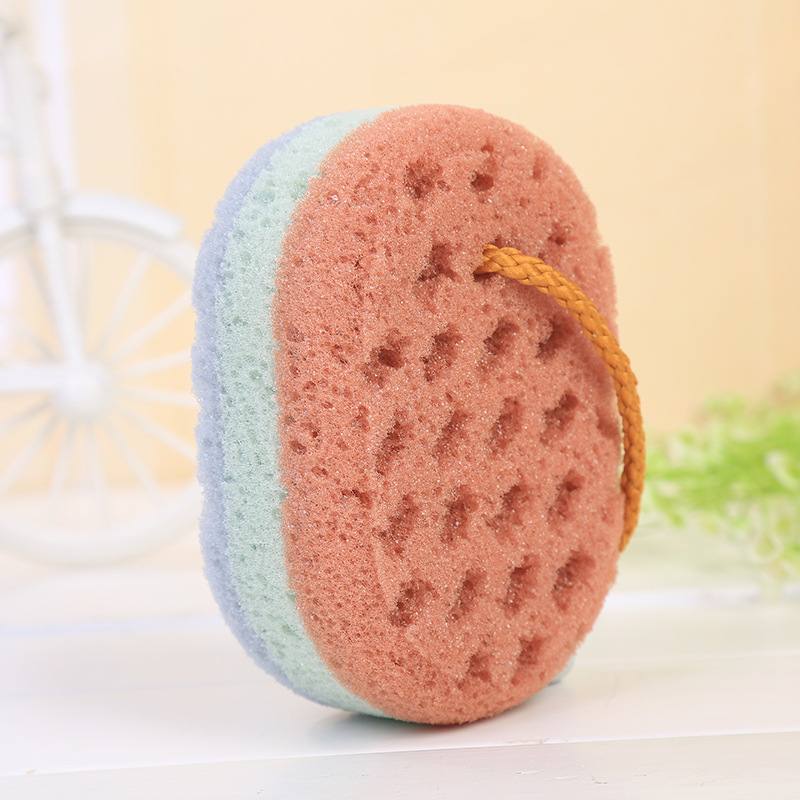 Three-Color Small Oval Seaweed Bath Sponge Bathroom Bath Foam Towel Wash Cloth Bath Spong Mop