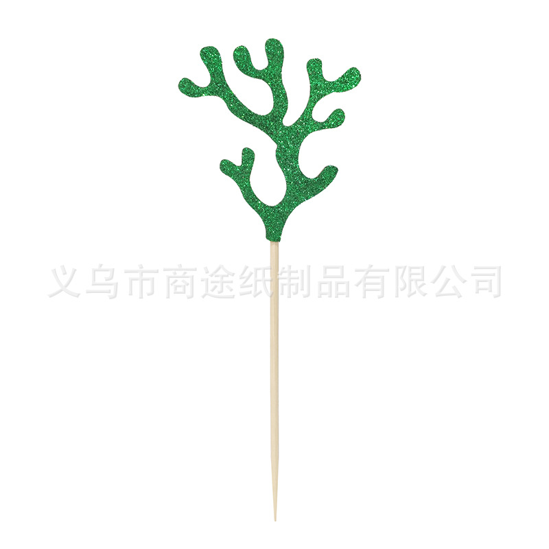 Summer Cake Decoration Creative Mermaid Shell Seaweed Cake Inserting Card Beach Party Cake Toothpick Holder