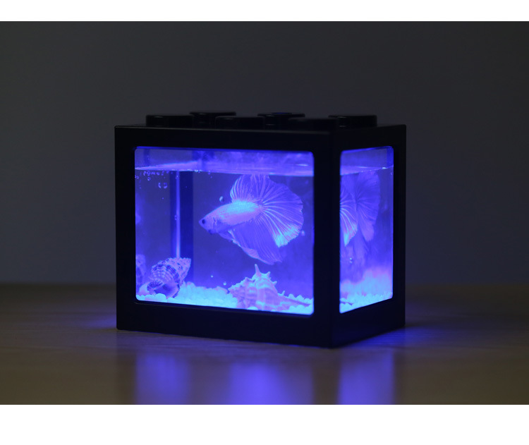 Light Betta Tank Stacked Lego Fish Tank Small Micro Landscape Seaweed Ball Box Turtle Ant Pet Fish Box
