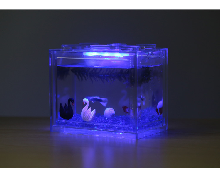 Light Betta Tank Stacked Lego Fish Tank Small Micro Landscape Seaweed Ball Box Turtle Ant Pet Fish Box