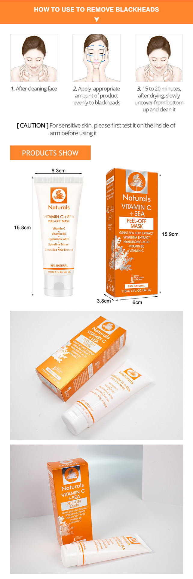 Cross-Border Cibee 118ml VC Tearing Mask Seaweed Essence Soft Moisture Replenishment Tearing Mask Wholesale