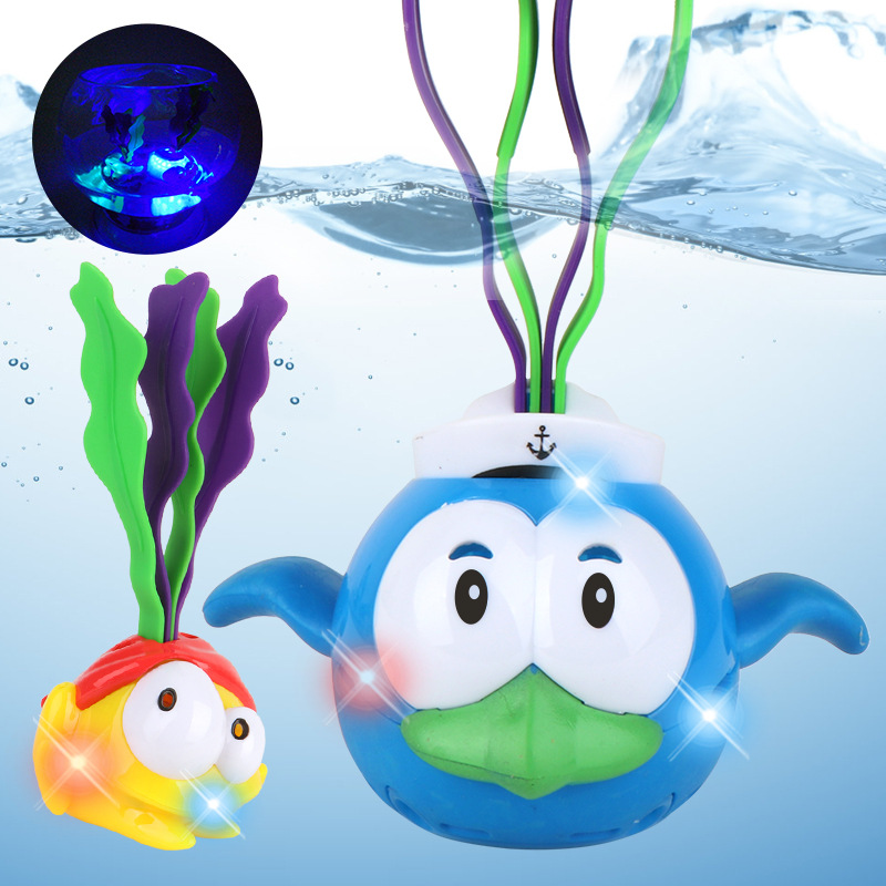 Amazon Cross-Border Children&#039;s Floating Light Seaweed Baby Bath Cartoon Bathroom Baby Bath Toys