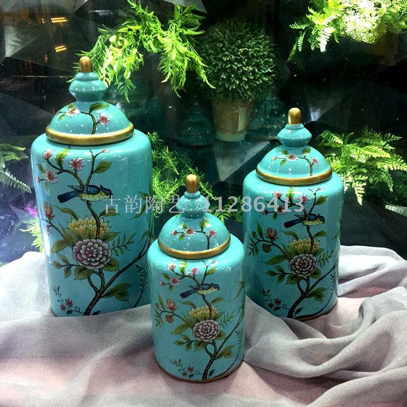 Manufacturer sells 3-piece set of ceramic vases set pieces home decoration candy jar storage jar chocolate jar