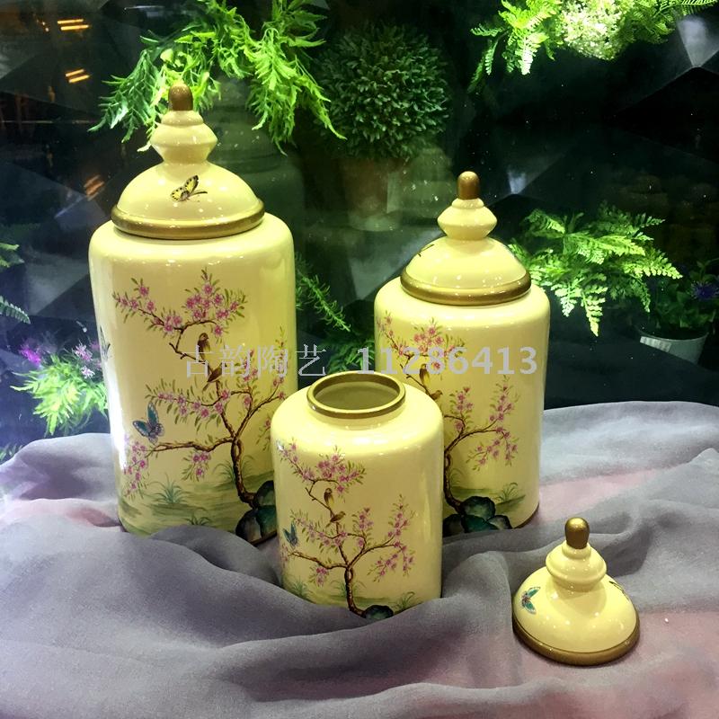 Manufacturer sells 3-piece set of ceramic vases set pieces home decoration candy jar storage jar chocolate jar