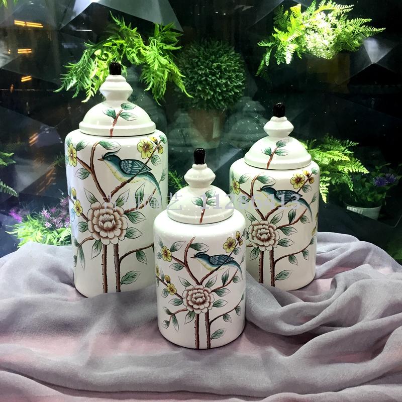 Manufacturer sells 3-piece set of ceramic vases set pieces home decoration candy jar storage jar chocolate jar
