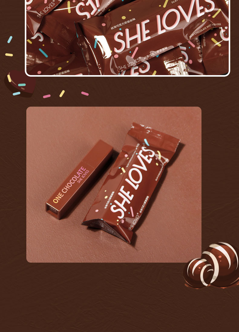 Spot Sheloves Chocolate Matte Lip Gloss Matte Non-Fading Lipstick Female Student Lip Glaze Lipstick Kit