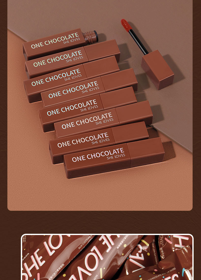 Spot Sheloves Chocolate Matte Lip Gloss Matte Non-Fading Lipstick Female Student Lip Glaze Lipstick Kit