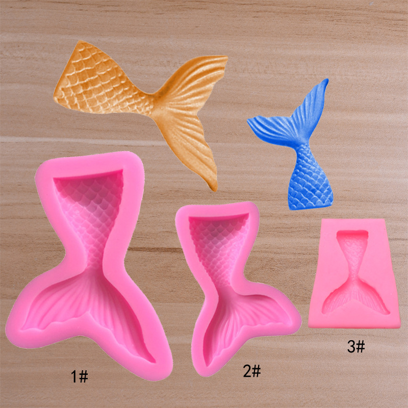In Stock Wholesale 3 Models Fish Tail Mermaid Silicone Fondant Mold Cake Chocolate DIY Epoxy Tools