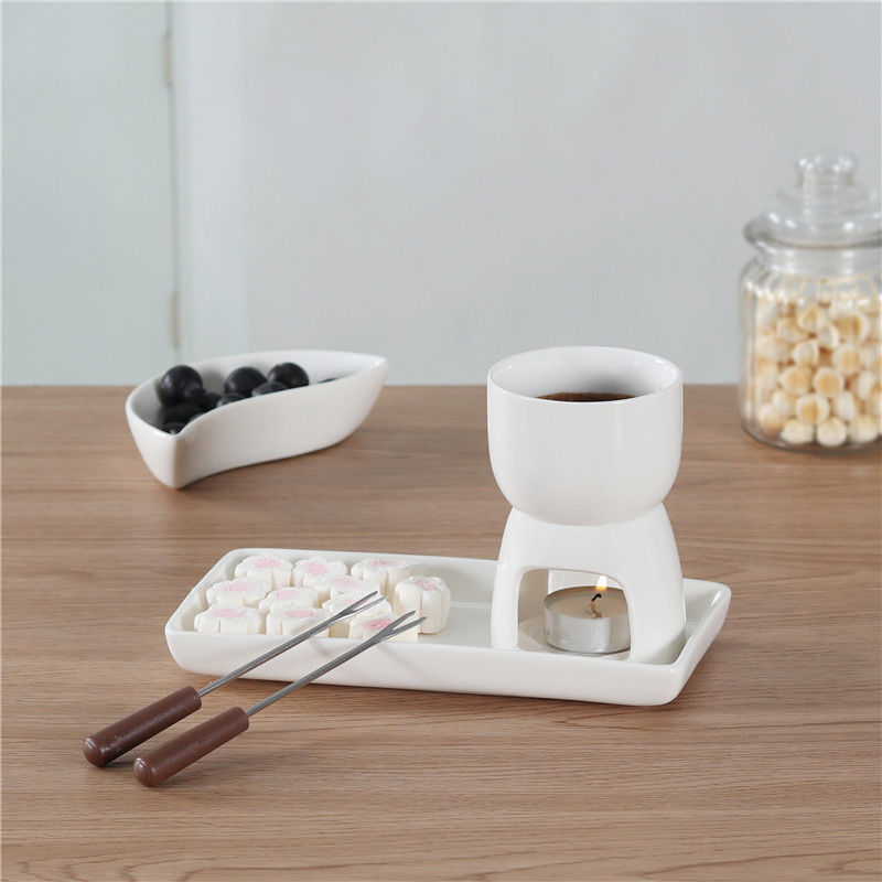 Creative Ceramic Chocolate Hot Pot Set Mini Household Melting Melting Furnace Cheese Ice Cream Fromage Hot Pot Stove