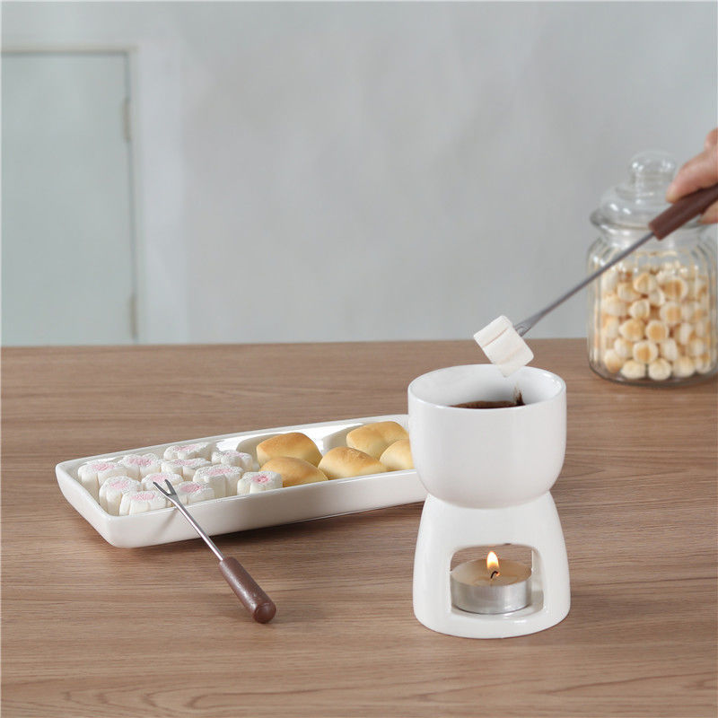 Creative Ceramic Chocolate Hot Pot Set Mini Household Melting Melting Furnace Cheese Ice Cream Fromage Hot Pot Stove