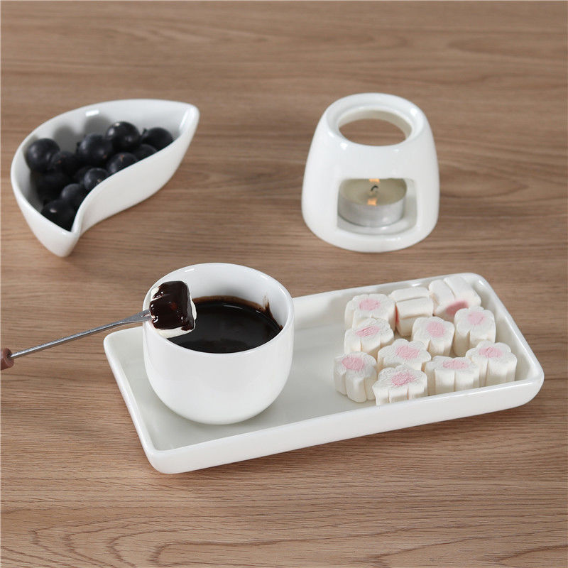 Creative Ceramic Chocolate Hot Pot Set Mini Household Melting Melting Furnace Cheese Ice Cream Fromage Hot Pot Stove