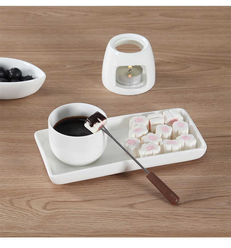 Creative Ceramic Chocolate Hot Pot Set Mini Household Melting Melting Furnace Cheese Ice Cream Fromage Hot Pot Stove