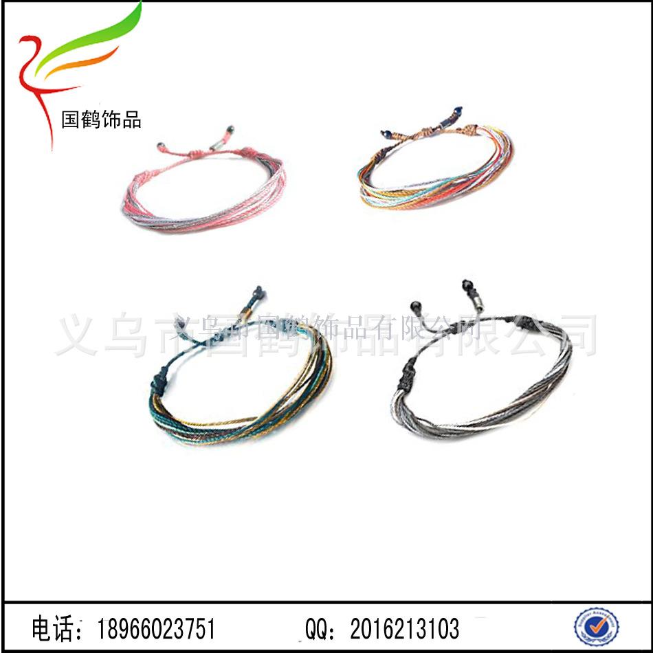 Colorful imported wax rope hand braided bracelet