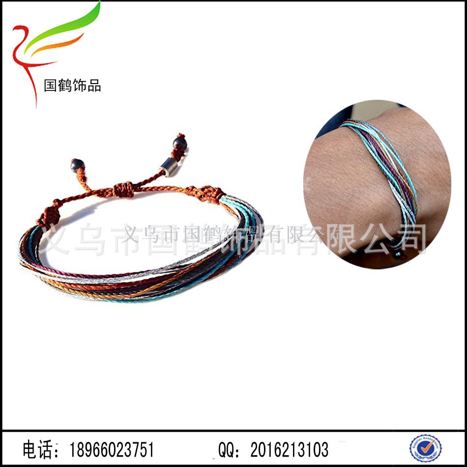 Colorful imported wax rope hand braided bracelet