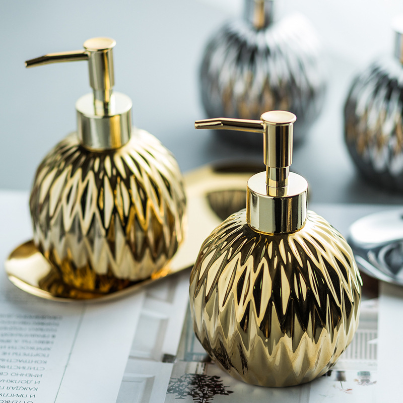 Ceramic Light Luxury hand sanitizer bottle Body wash Shampoo lotion bottle Press bottle in hotel Guesthouse bathroom