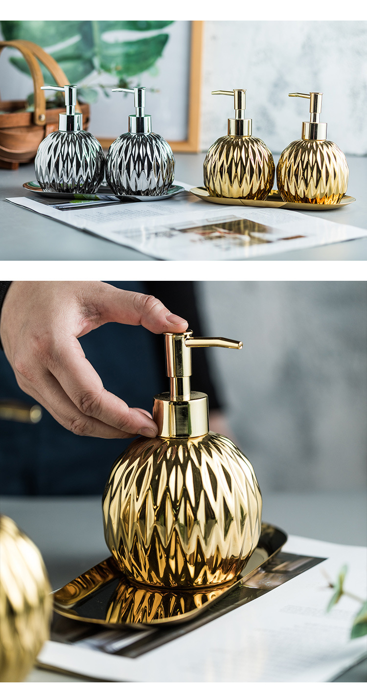 Ceramic Light Luxury hand sanitizer bottle Body wash Shampoo lotion bottle Press bottle in hotel Guesthouse bathroom