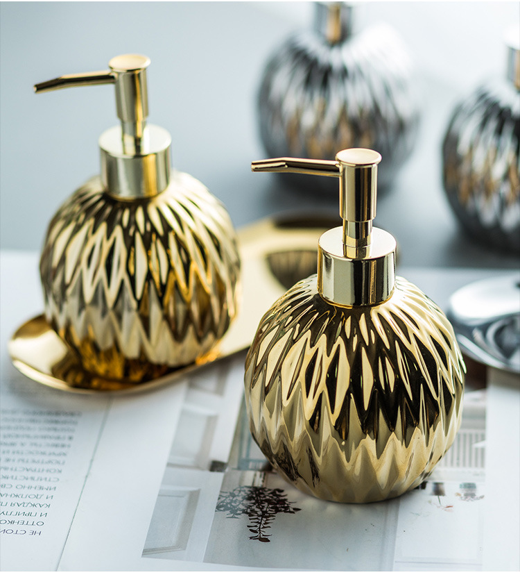 Ceramic Light Luxury hand sanitizer bottle Body wash Shampoo lotion bottle Press bottle in hotel Guesthouse bathroom