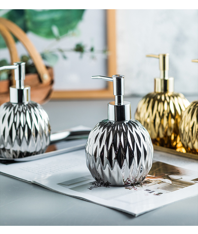Ceramic Light Luxury hand sanitizer bottle Body wash Shampoo lotion bottle Press bottle in hotel Guesthouse bathroom