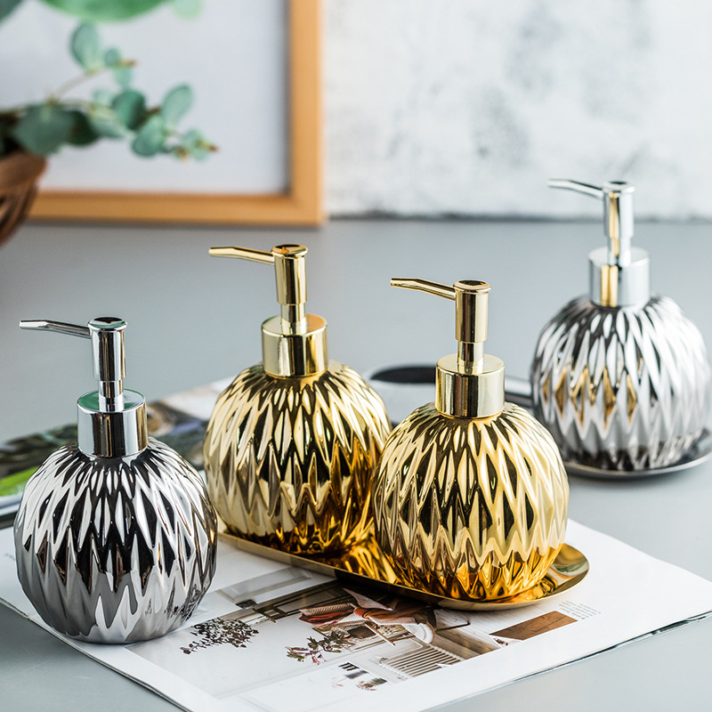 Ceramic Light Luxury hand sanitizer bottle Body wash Shampoo lotion bottle Press bottle in hotel Guesthouse bathroom