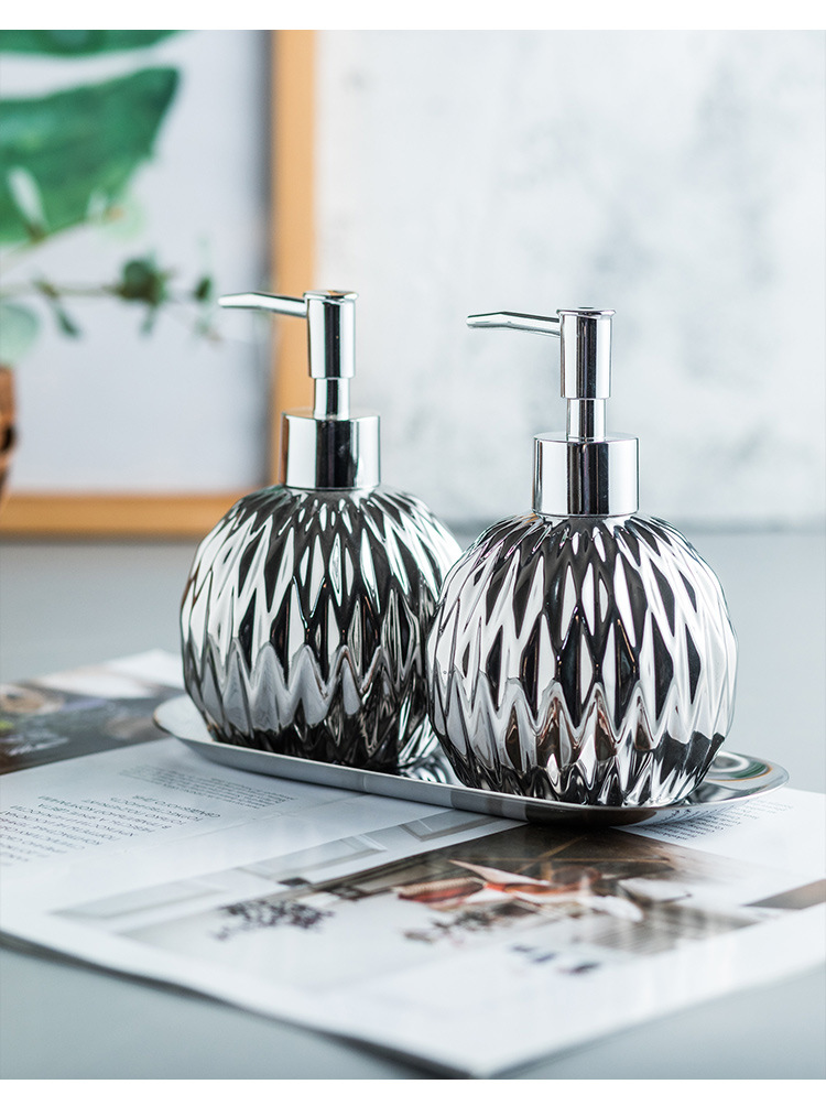 Ceramic Light Luxury hand sanitizer bottle Body wash Shampoo lotion bottle Press bottle in hotel Guesthouse bathroom