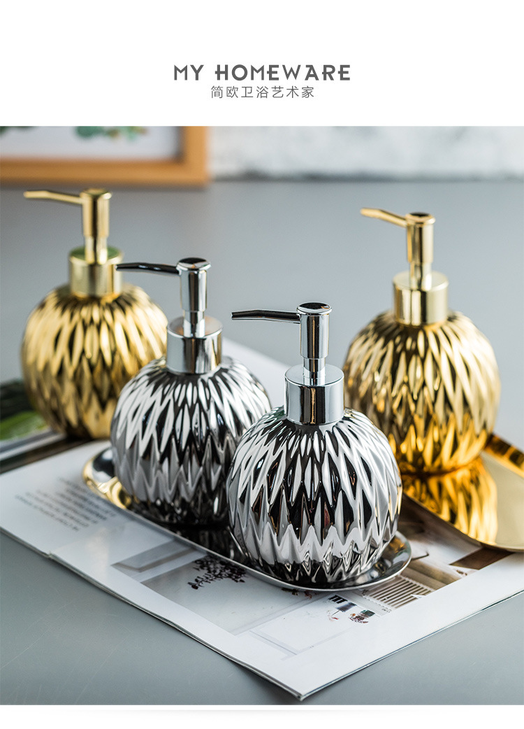 Ceramic Light Luxury hand sanitizer bottle Body wash Shampoo lotion bottle Press bottle in hotel Guesthouse bathroom